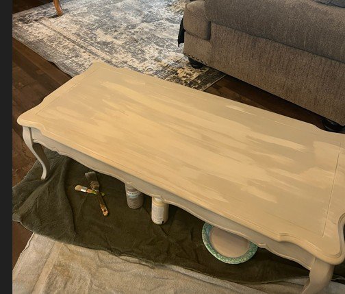 In this photo I tried adding Waverly Mineral chalk paint but didn't like it.