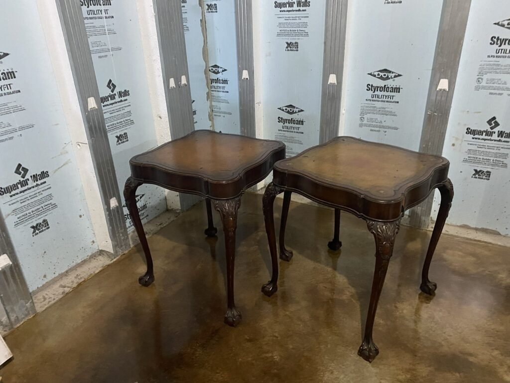 Original French end tables before makeover