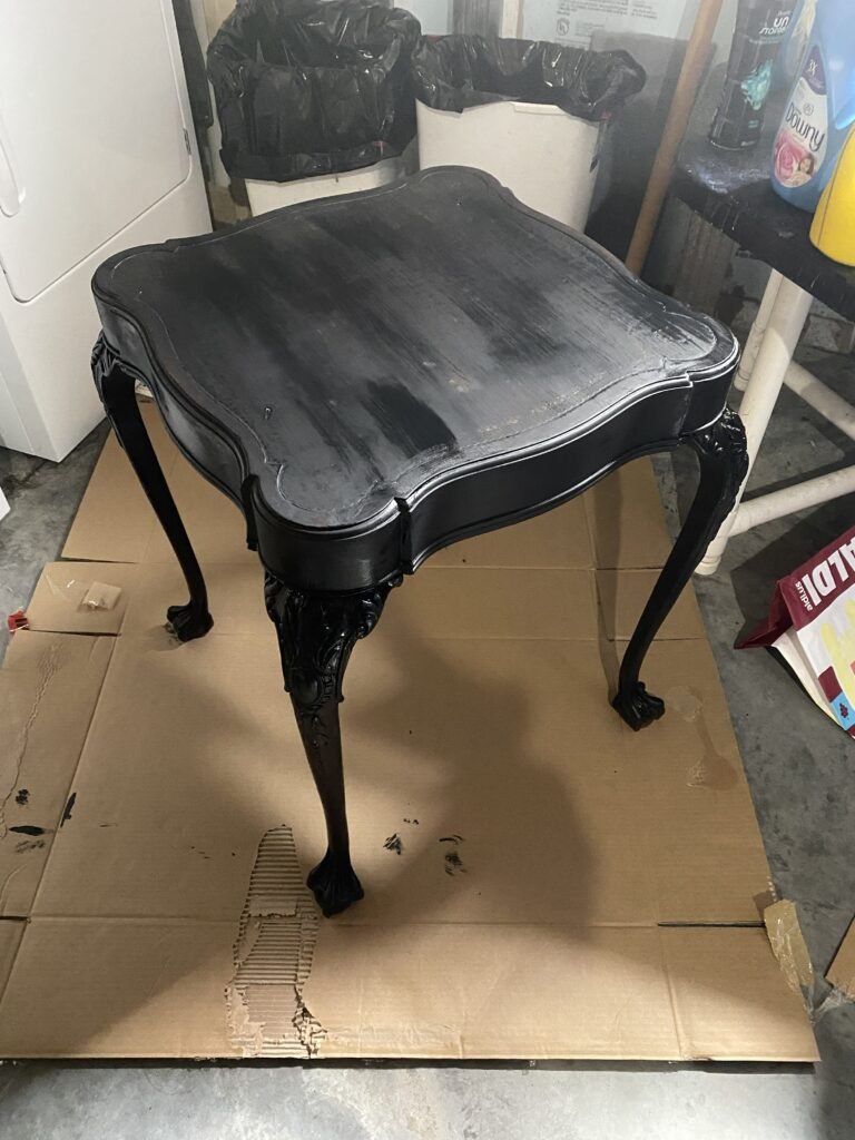 Vintage French end tables during makeover