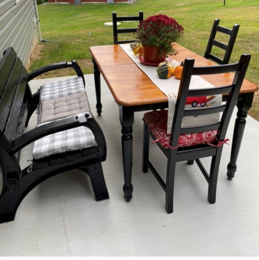 Finished product farmhouse outdoor table