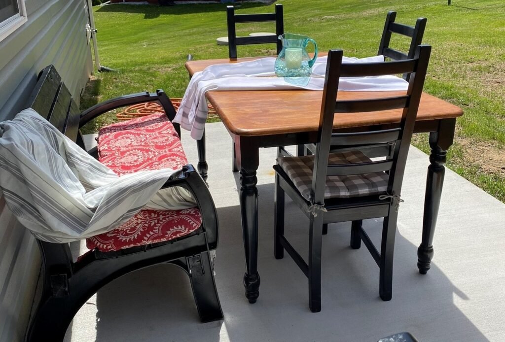 Finished product farmhouse outdoor table