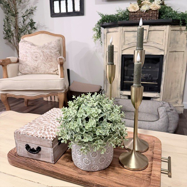 Coffee table vignette French country