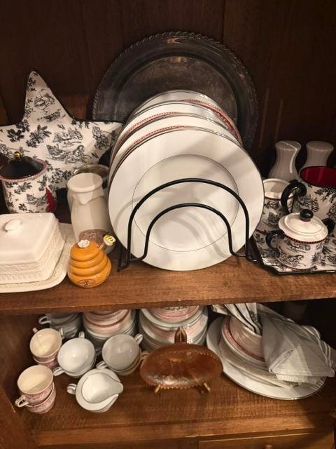 Mother's wedding China displayed as sentimental home decor