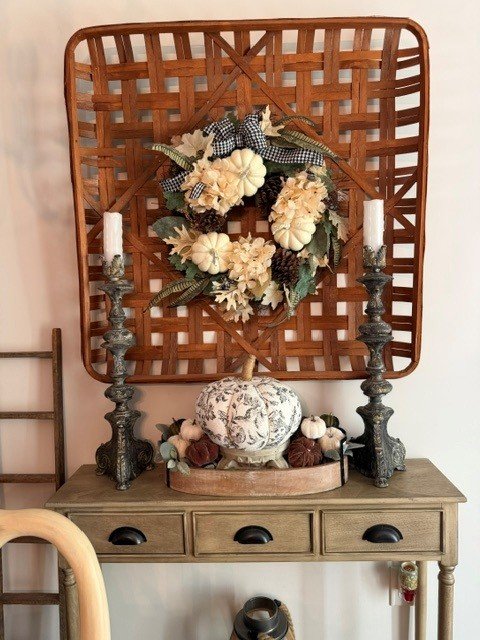Tobacco basket decorated for fall